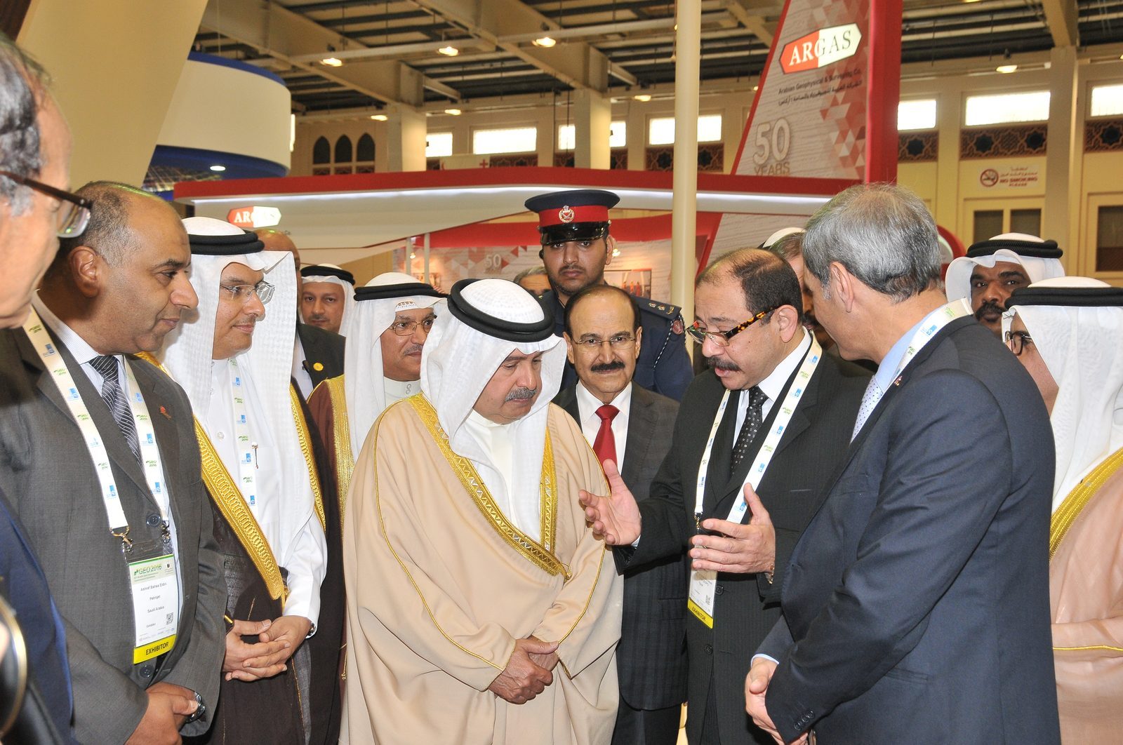 Officials in conversation on the show floor